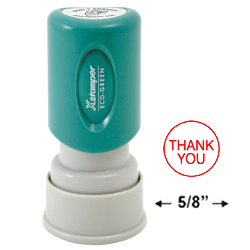 Need a "Thank You" message stamper? Buy this pre-inked Xstamper model 11359, a red one-color stamp that's built for convenient office use.